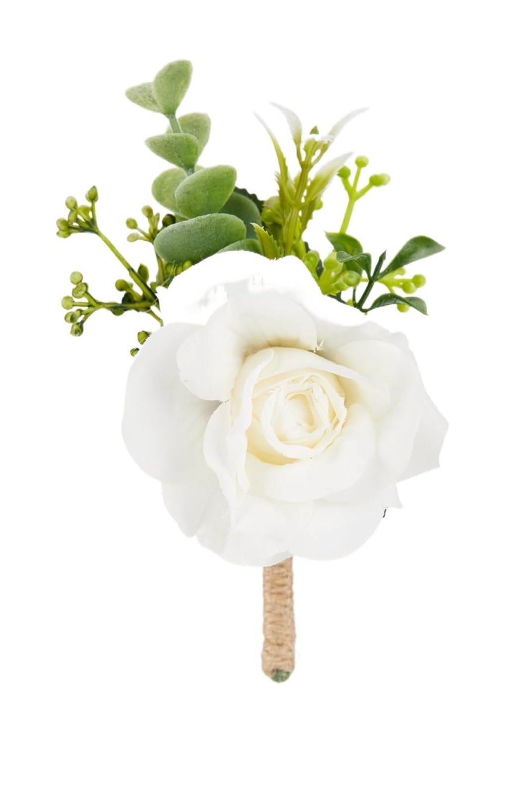 XCTDSVAH Corsage For Prom 3pcs Beige Boutonnieres Flowers Silk White Corsage Buttonhole Groomsmen Boutonniere For Men Wedding Accessories(Boutonniere F W)