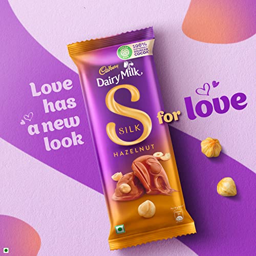 Image of Cadbury Dairy Milk Silk Roasted Almonds Chocolate Bar, 143 Grams (Pack Of 3) & Dairy Milk Silk Hazelnut Chocolate Bar, 143 Grams (Pack Of 3), 348 Grams