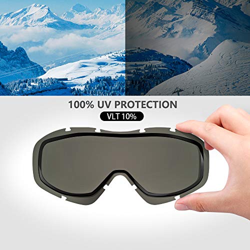 Image of OutdoorMaster OTG Ski Goggles - Over Glasses Ski /Snowboard Goggles for Men, Women & Youth - 100% UV Protection (Contour Frame + VLT 10.4% Grey Lens)