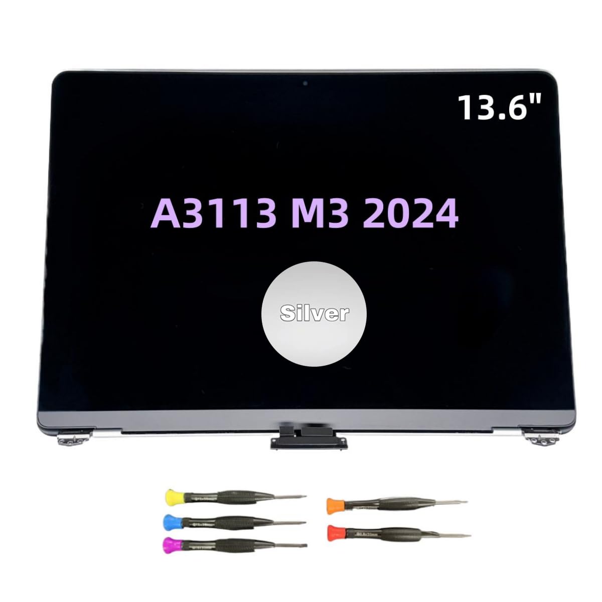 Fotisangea New LCD for MacBook Air Retina 2024 M3 A3113 EMC 8611 MRXP3 MRXR3 MRXU3 MRXN3 MRXQ3 MRXT3 MRXV3 13.6inch 2560x1664 Full LCD Screen Display Assembly Silver