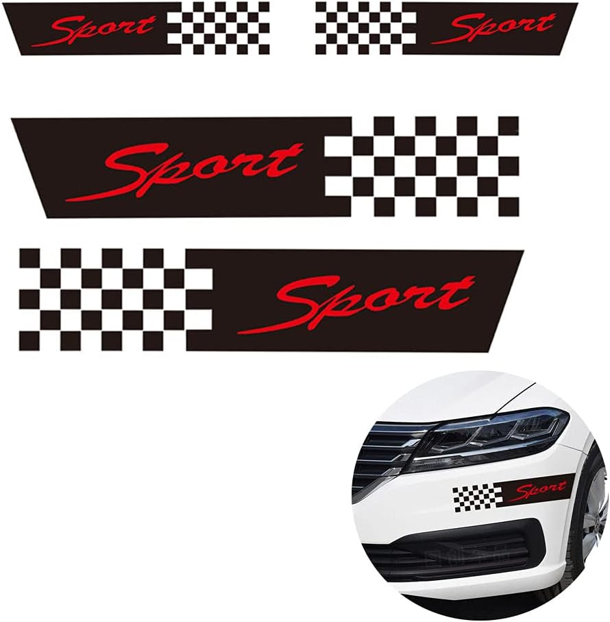 4 PCS CAR Decals Sports Style Car Front Cover Sticker Light Eyebrow Reflective Auto Decals DIY Body Vinyl Sticker Universal (Black)