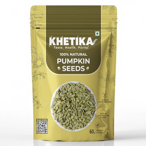 Image of Khetika Pumpkin Seeds 500g I AAA Grade I Raw & Unroasted Pumpkin Seed I Seeds For Eating I Rich in Protein, Dietary Fibre, Omega -3, Magnesium, Zinc