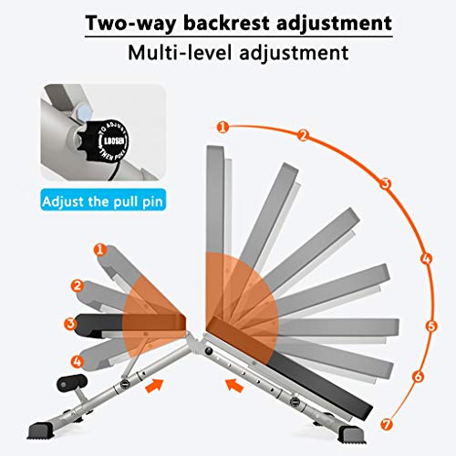 DFANCE Folding Weight Bench, Adjustable Weight Lifting Bench for Full Body Workout, Home Gym Physionics Incline Decline Bench for Lifting Fitness Bench Press Bar and Weights