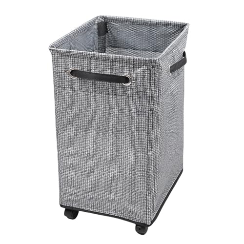 WQZzjm Cesta para la Colada con Ruedas, Cesta para la Colada con Ruedas, Bolsa para Ropa Sucia Independiente, Carrito Plegable para Dormitorio Universitario, apartamento, Tela Oxford (Negro)