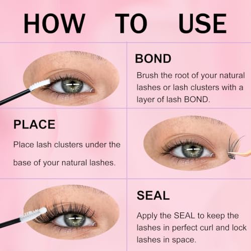 Image of Natural Lash Clusters Kit Soft Individual Lashes Mix Tray with Lash Bond and Seal Tweezers (Kit Natural 01 /02-0.07D-8-14mm)