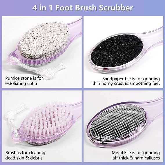 BANIRA 4 in 1 Multi-Use Foot Care File-Foot Pedicure & Manicure Paddle Brush, Pumice Stone, Scrubber & File For Soft Care 2 51rRD3DMPTL
