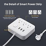 Power Strip Surge Protector with USB,4 Feet Long Cord with 3 AC Outlets and 3 USB Charging Ports, Overload Protection Outlet Extender, Compact for Smartphone Tablets Home, Office, Hotel,900 Joules