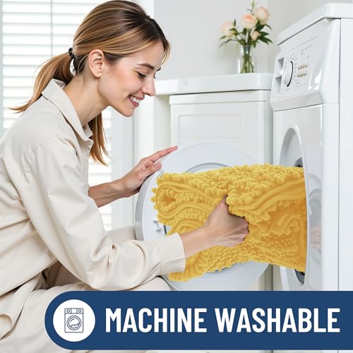 Smiry Bathroom Rugs Mat 48x32, Extra Soft Absorbent Chenille Bath Rugs, Non Slip Rubber Backing Machine Washable Quick Dry Bath Mats for Bathroom Floor, Tub, Shower, Home Decor Accessories, Yellow by Smiry - Image 6