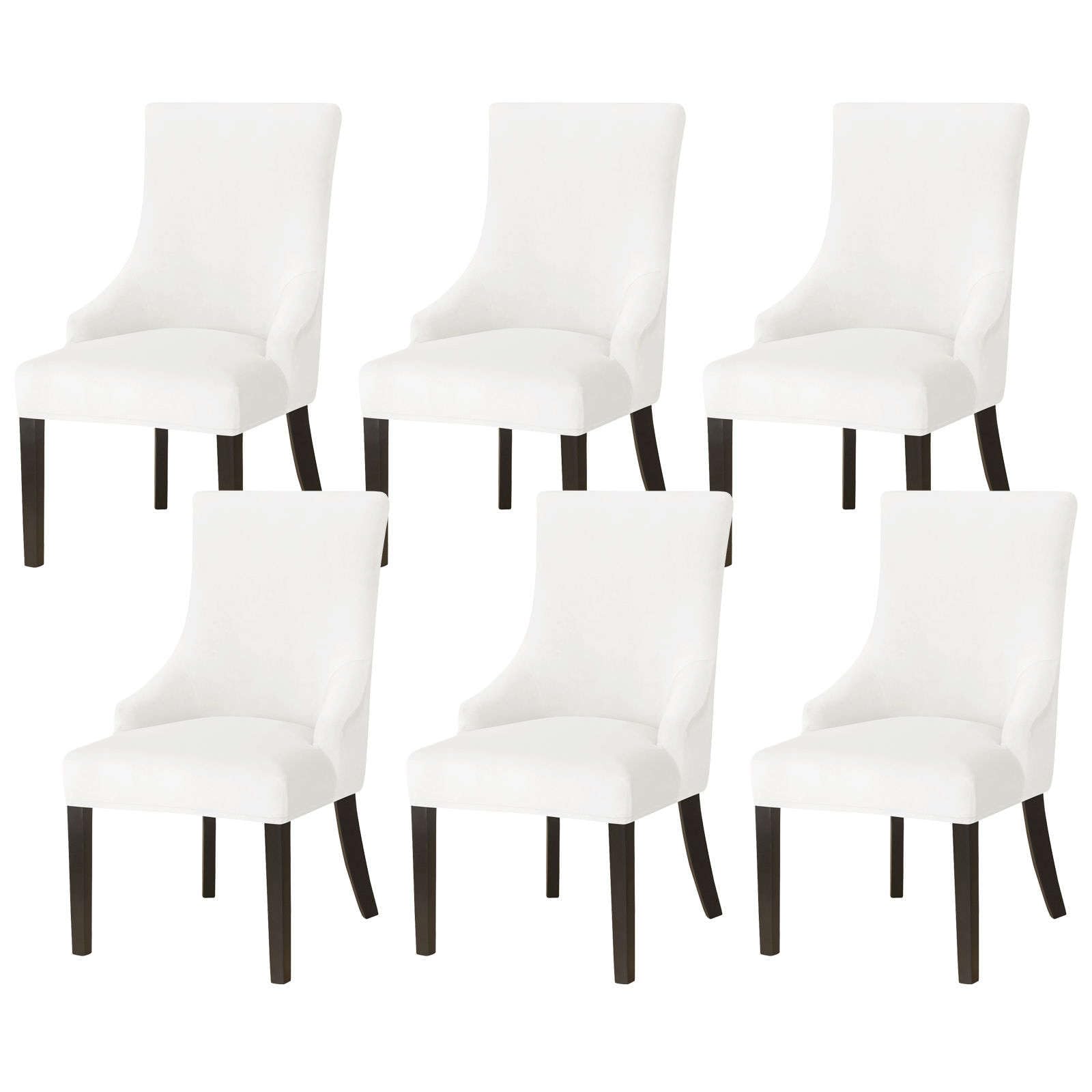 Jhld Cream Velvet Wingback Side Chair Slipcover, Armless Wingback Chair Cover Stretch Soft Sloping Armchair Covers Removable Washable For Dining Room Banquet-6 Piece