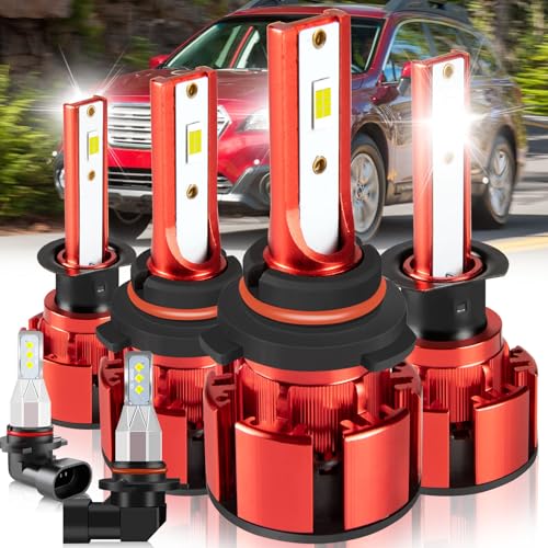 LTZXAP For Subaru Outback 2000-2004 Light Bulbs, 800% Brightness Hi and Lo Beam+Fog Light Bulbs, 6500K White, 36000LM Super Bright, IP68 Waterproof, Superfocused Beam Mode, 6PCS