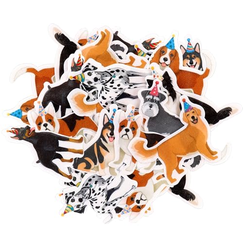 Blumomon 48 Stück Essbare Hund Cupcake Toppers Essbare Hund Cupcake Dekoration Glückwunsch zum Geburtstag Dekoration Baby Dusche Kinder Geburtstagskuchen Dekoration