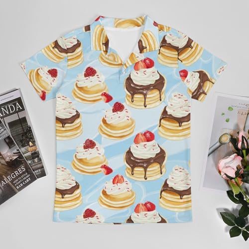 Boys' Classic Polo Shirts Short Sleeve Moisture-Wicking Golf & Tennis Shirts for Youth Teens Strawberry Cream Cake3