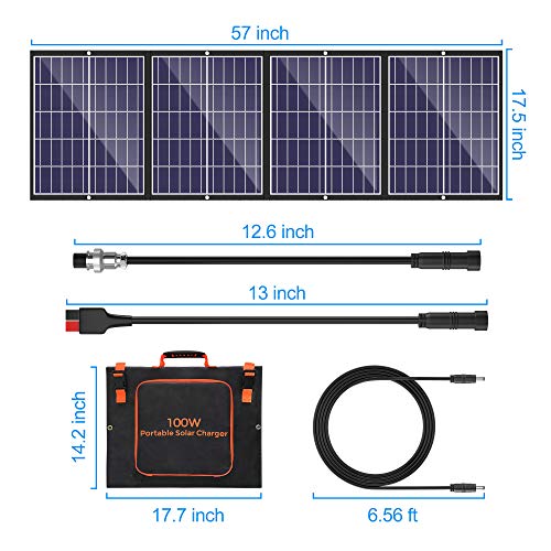 100W Portable Solar Panel Kit With Stand Foldable Solar Panel Charger For Jackery Power Station, 8Mm Goal Zero Yeti Power Station, Suaoki Portable Generator, Phones, Laptop, With Qc 3.0 Usb Dc Ports #TOP7