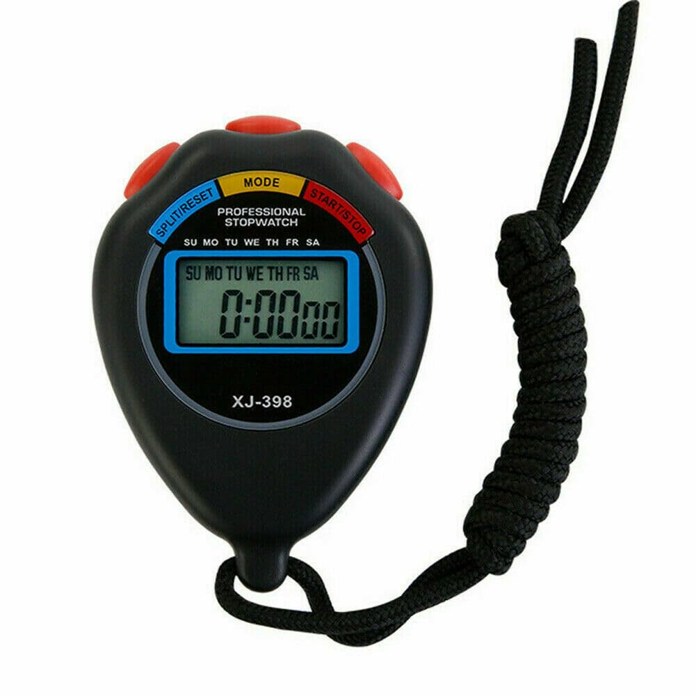 Stopwatch Multi- Function Electronic Digital Stopwatch Timer Portable Training Stopwatches with Alarm Function for and Referees Black Electronic Timer + Whistle KK's (Black/Red + Whistle) - Image 3
