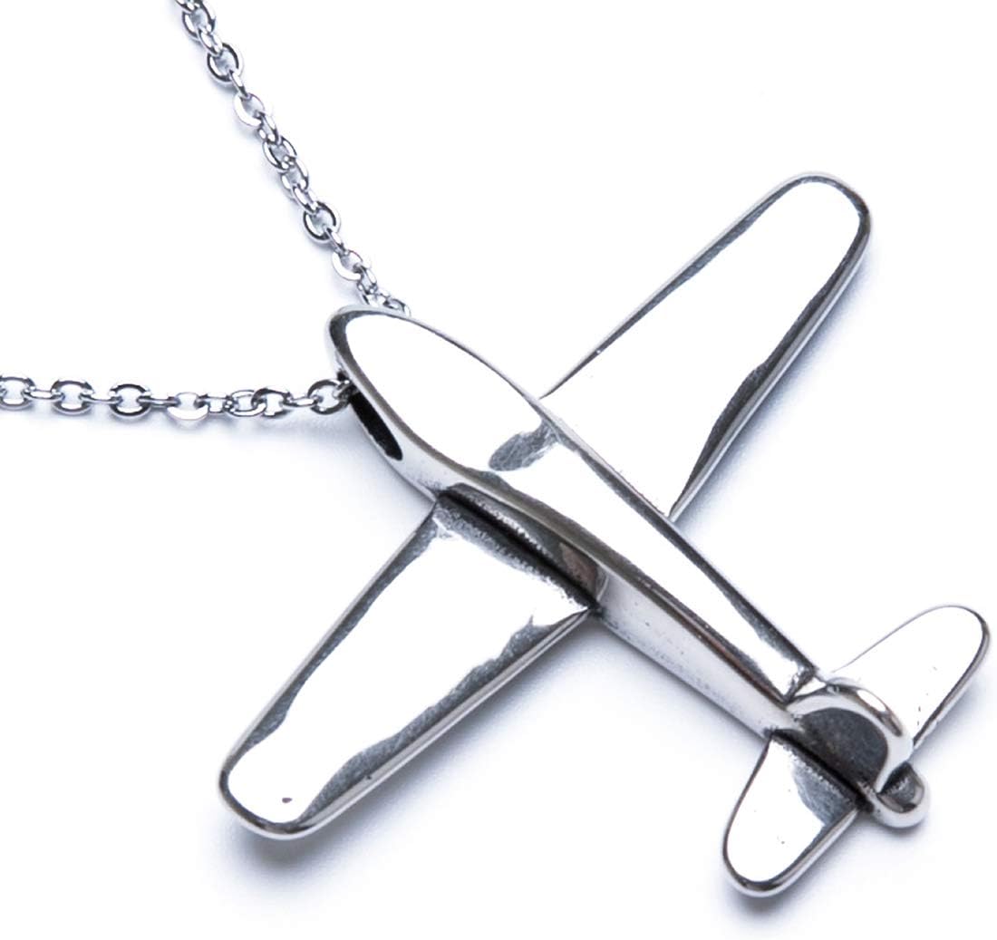Stereoscopic Aircraft Model Personalized Necklace Custom Engraved Name Pendant Necklace Pilot Gift(No Engraving)