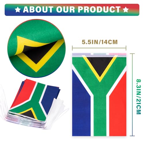 Image of South Africa String Flag Pennant Banner, Small Mini South African Flags Bunting Banner, National Country Decoration for School, Party, Sports Events, Patriotic Festival, 33 Feet 30 Flags