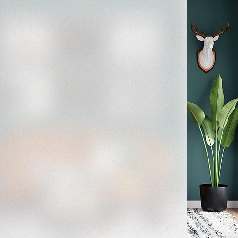 ONEHOME Premium Vinyl Stained Frosted Window Glass Sticker (18x36 Inch) - Self-Adhesive Film Tint Wallpaper Opaque Sheet for Glass Privacy Cover Window, Door, Office, Home.| Anti-UV. White Frost