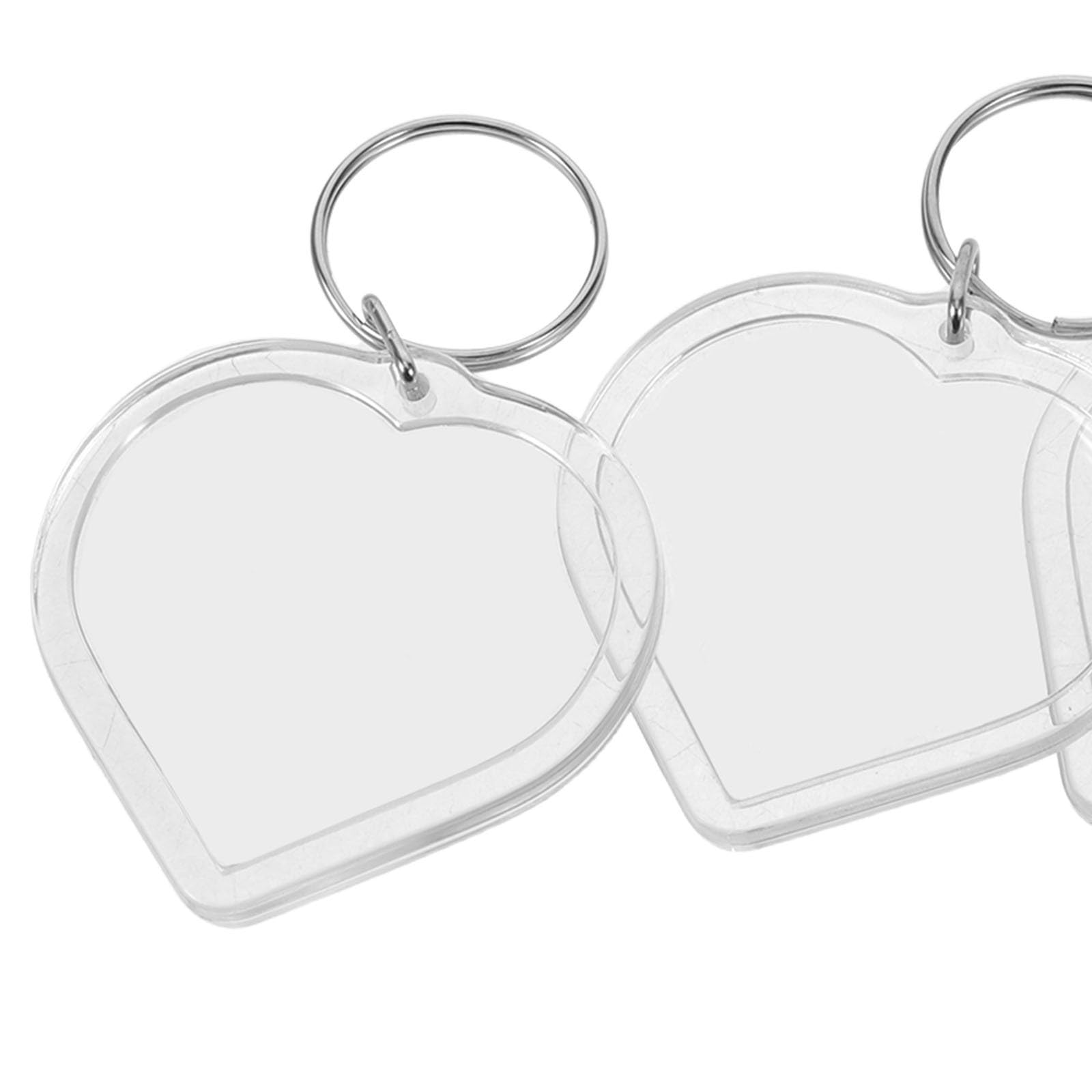 Portachiavi Cornice Cuore 100 Pezzi in Acrilico Trasparente | Inserto Immagine Fai da Te, Leggero e Portatile, per Compleanni e Regali Sentiti