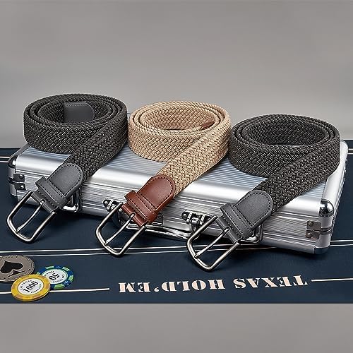 Mens Belt,Elastic Belt Stretch,Braided Woven Casual Belt 1 3/8",With Gif Box. - Image 5