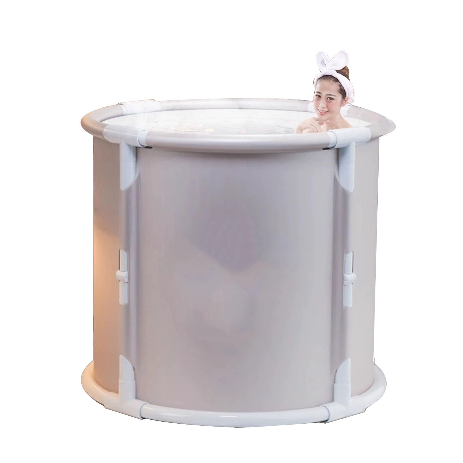 Faltbare Badewanne Erwachsene Badewanne für Dusche Mobile Badewanne Eistonne für heißes Bad kaltes Bad und Sauna Einfacher Installation Sicher und Umweltfreundlich (Gray)