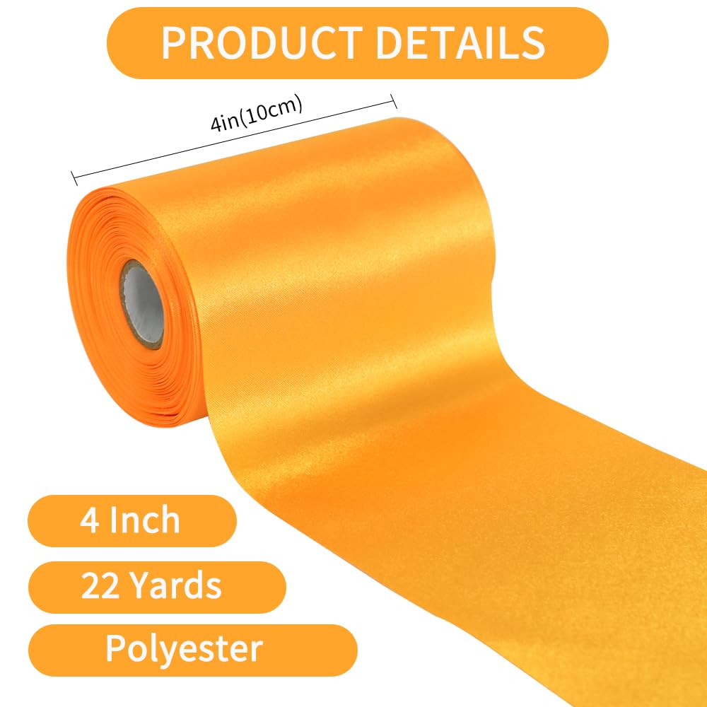 6 Inch Wide Gold Satin Ribbon - 22 Yard Spool For Decorations & Craft Projects