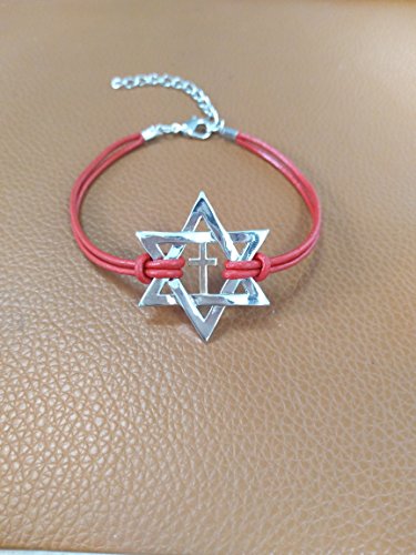 Image of Jewish Charm Star of David Abalone Shell Wire Openable Crystal Bangle Bracelet