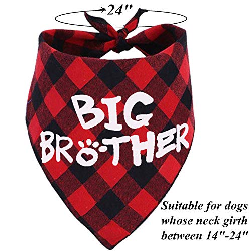 Big Brother Dog Bandana,Buffalo Plaid Pet Pregnancy Announcement Scarf #TOP2