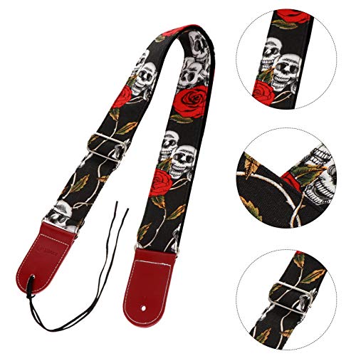 HEALLILY Kit de Acessórios de Guitarra de 9 Peças Incluindo Padrão de Rosa Do Crânio Ajustável Bolsa