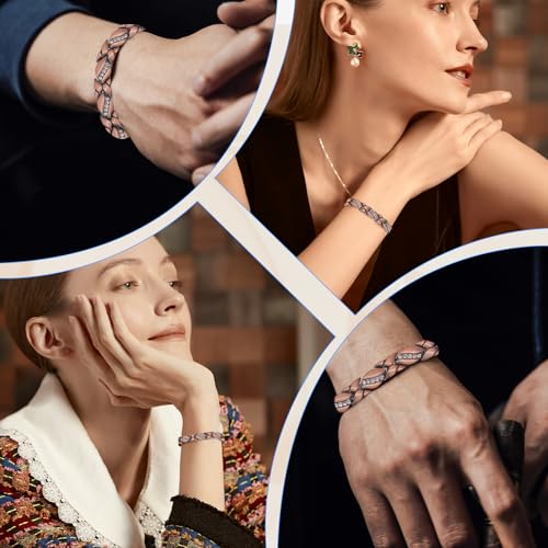 Image of 8 Inch Unique Bracelet Jewelry Hand Chain with Box for Couples Wedding | Personalized crystal diamond bangle set, 8 inches, suitable for couples, Christmas and friends birthday gifts.