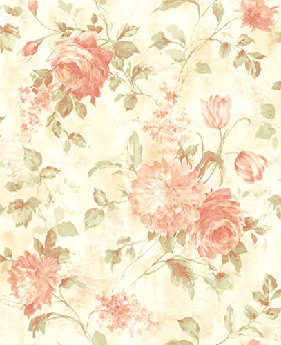 Pink Floral Wallpaper Chinoiserie Wallpaper Rose Wallpaper Floral Wallpaper Vintage Victorian Wallpaper Floral Damask Wallpaper