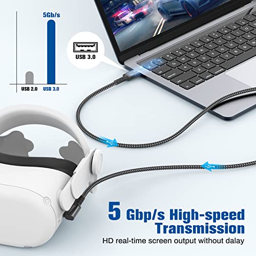 Link Cable Compatible with Meta/Oculus Quest 2 Accessories and PC/Steam VR, Jawfait High Speed PC Data Transfer/Fast Charge Cord, USB 3.0 A to Type C Cable for VR Headsets and Gaming PC, 16FT Black - Image 4