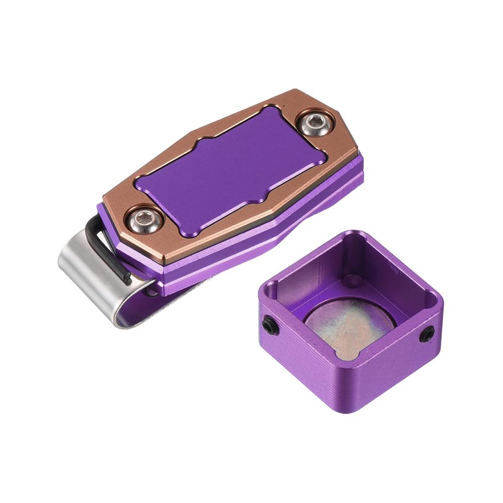 TopHomer Square Purple Brown, Round Mini Portable Magnetic Billiard Chalk Case, Fixed Clip Cue Chalk Box Holder, Suitable for Pool, Sports Enthusiasts