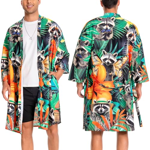 OLAOLA Herren Bademantel Leichter Kimono Morgenmantel Herren Damen Unisex...