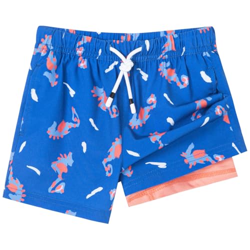 Image of SURF CUZ Boys Swim Trunks with Boxer Brief Liner Toddler Boy Stretch Swimsuit Shorts Quick Dry Swimming Trunks Bathing Suit