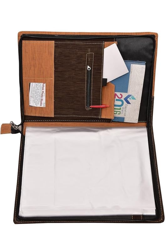 Image of FUTURE X 20 Leaf Multipurpose Leatherette Professional File Folders for Certificates, Documents Holder, Portfolio, Executive File Legal Size Documents Holder for Men and Women (B4 Size,Brown Fumes)