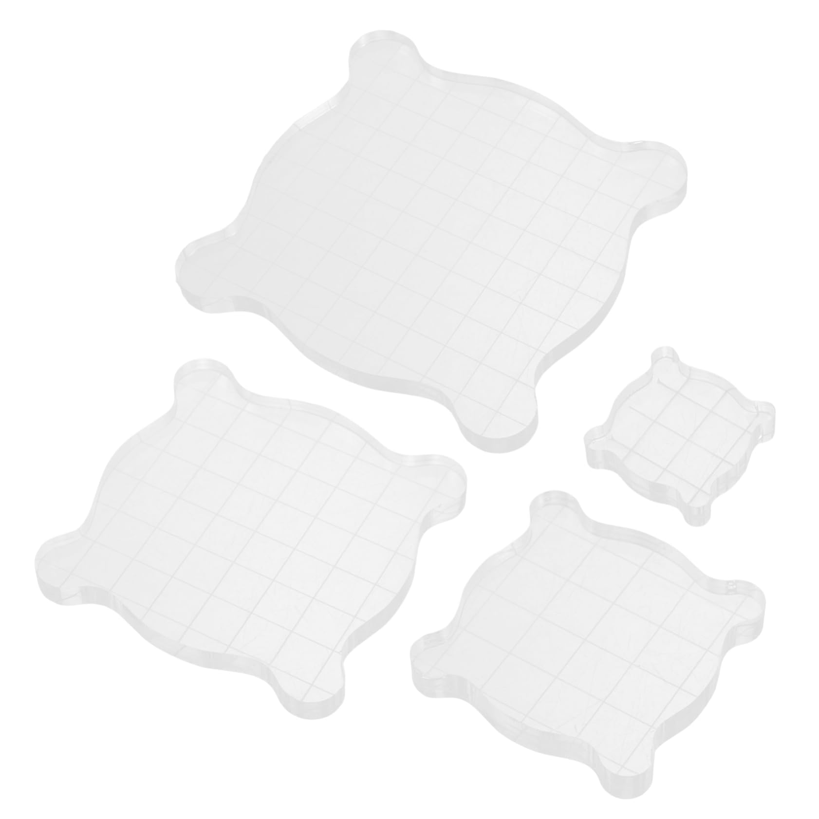 SEWACC DIY Stamping Blocks Acrylic 4 Pack Grid Lines Perfect for Stamps Craft Projects Cards Invitations