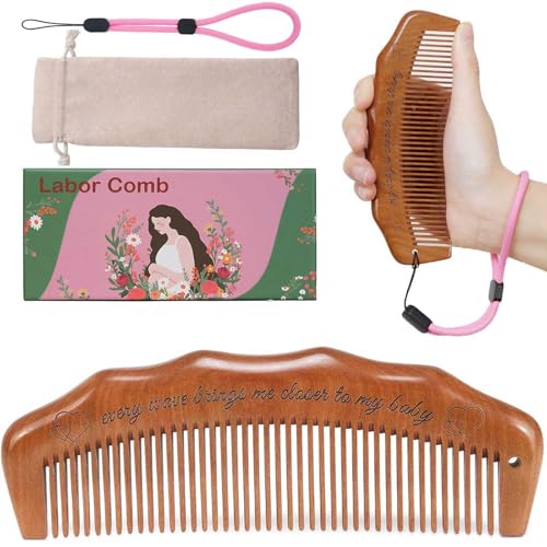 Peine de madera para parto con correa de muñeca miniatura 1