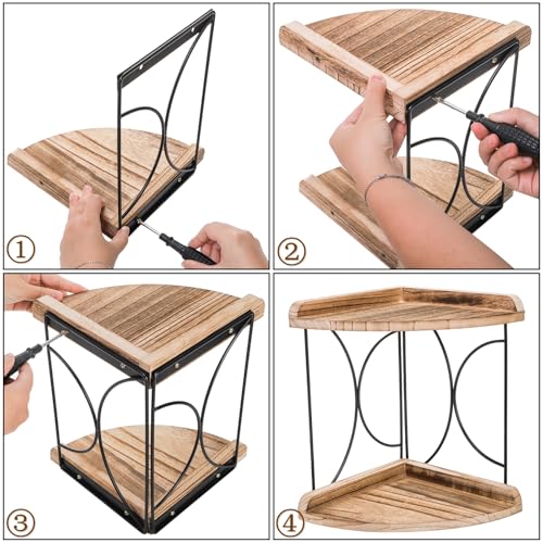 Image of Goaste 2-Tier Bathroom Counter Organizer, Wood Vanity Corner Shelf, Skincare Storage Standing Tray, Kitchen Countertop Spice Rack, Makeup Perfume Holder for Bathroom Organization, Dresser, Kitchen