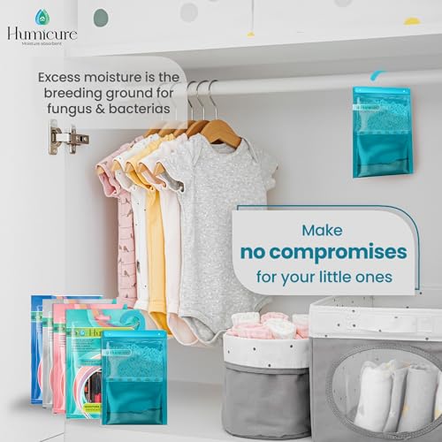 Image of Humicure Moisture Absorber Dehumidifier with 1 Litre Absorption Capacity; Prevents Wardrobe, Bathroom, Kitchen and Bedroom from Mould & Fungus(Pack of 8, 400gram each, Activated Charcoal)