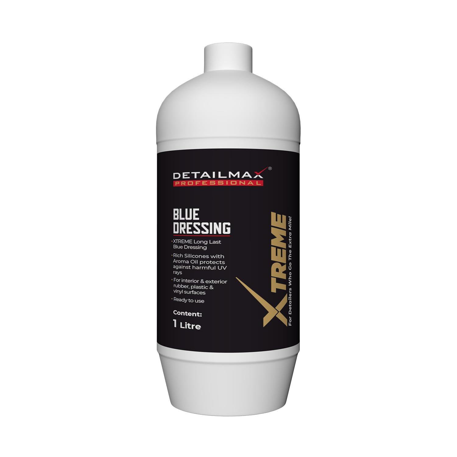 DETAILMAX® Xtreme Blue Dressing 1 LTR – Long-Lasting Shine for Car Interior & Exterior | Silicone-Based Protection for Rubber, Plastic & Vinyl Surfaces | Non-Greasy Dashboard & Trim Restorer