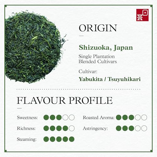 Image of Ocha & Co. Organic Fukamushi Tea - Loose Leaf Japanese Deep Steamed Sencha Green Tea - Intense Taste Tea, 100g /3.5oz.
