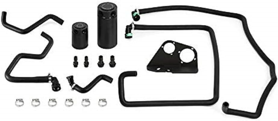 Mishimoto MMBCC-F35T-17SBE Baffled Oil Catch Can Kit Compatible With Ford F-150 3.5L EcoBoost/Raptor 2017+ Black