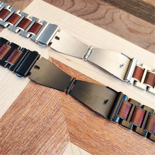 Bracelet montre interchangeable 22mm bois acier pour changer de style
