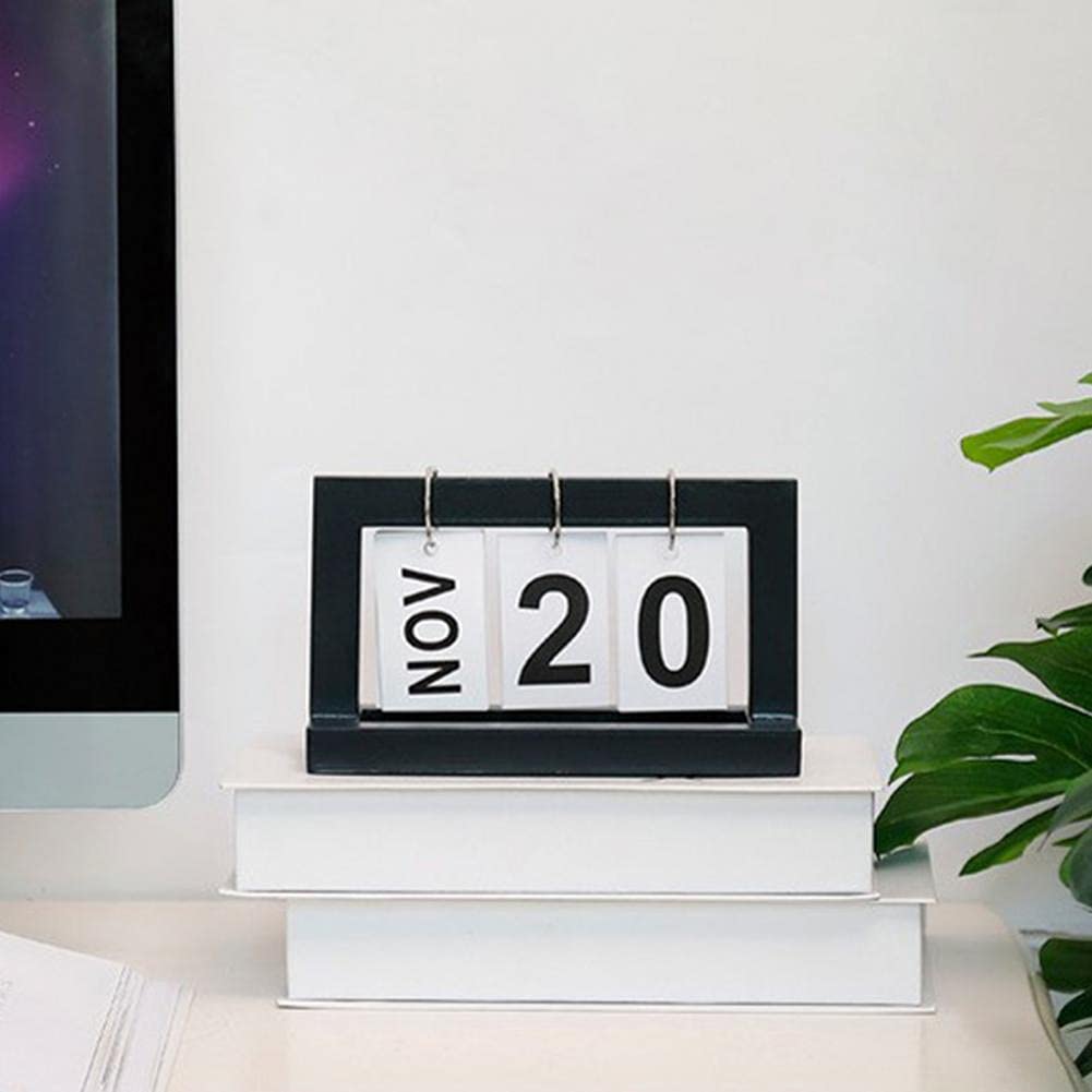 Decorazioni da Tavolo Calendario in Legno con Flip Calendario Memo Agenda giornaliera Planner Home Office Agenda annuale Planner Calendario Decorazioni da Tavolo Ornamenti Ornamento da Tavolo