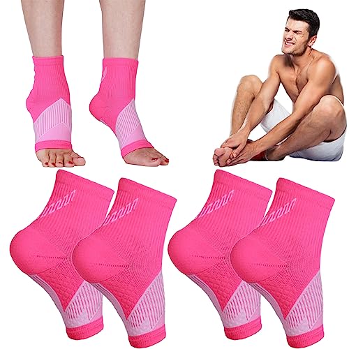 Image of 2Pairs Comprex Ankle Sleeves, Soothe Relief Socks for Neuropathy Pain Women, Plantar Fasciitis Socks for Arch Support, Achilles Tendonitis, and Foot Pain Relief (XL, Red)