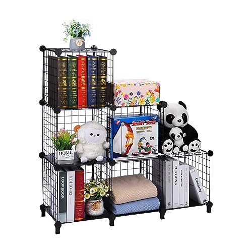 SILVER VALLEY 6-Cube Wire Cube Storage Shelves, DIY Wire Grid Bookcase Bookshelf, Metal Grid, Closet Toy Organiser, Ideal for Office, Living Room, kitchen, Bathroom, Display shelf