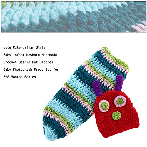 NUOBESTY Wool Knitted Caterpillar Style Infant Photoshoot Outfits Boy Baby Picture Outfits Newborn Infant Beanie Newborn Baby Photo Props Photo Shoot Props Hats Hats3