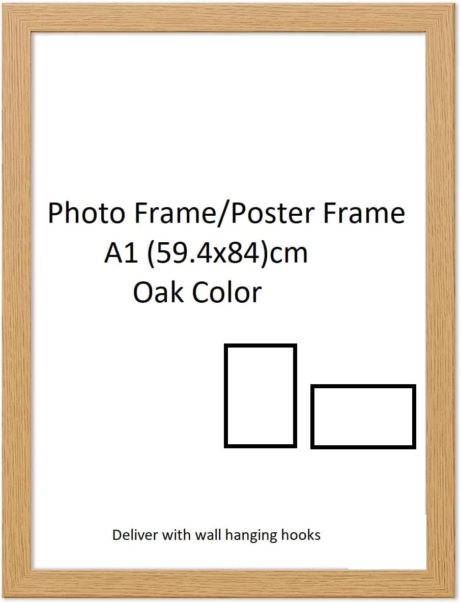 DECORO Oak Colour A1 Size Photo Frame - A1(59.4x84.1) cm Poster Frame Wall Mount with both Landscape and Portrait Display (Oak)