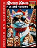 100 meowy xmas mystery mosaics: color by number holiday book for adults & teens | relaxing christmas-themed puzzle coloring