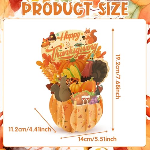 3D Happy Thanksgiving Gift Greeting Card, Personalized Holiday Cards with Envelope Decorations Supplies, Exquisite Thanksgiving Pumpkin Decor Gift Supplies for Autumn Celebrations - Image 3